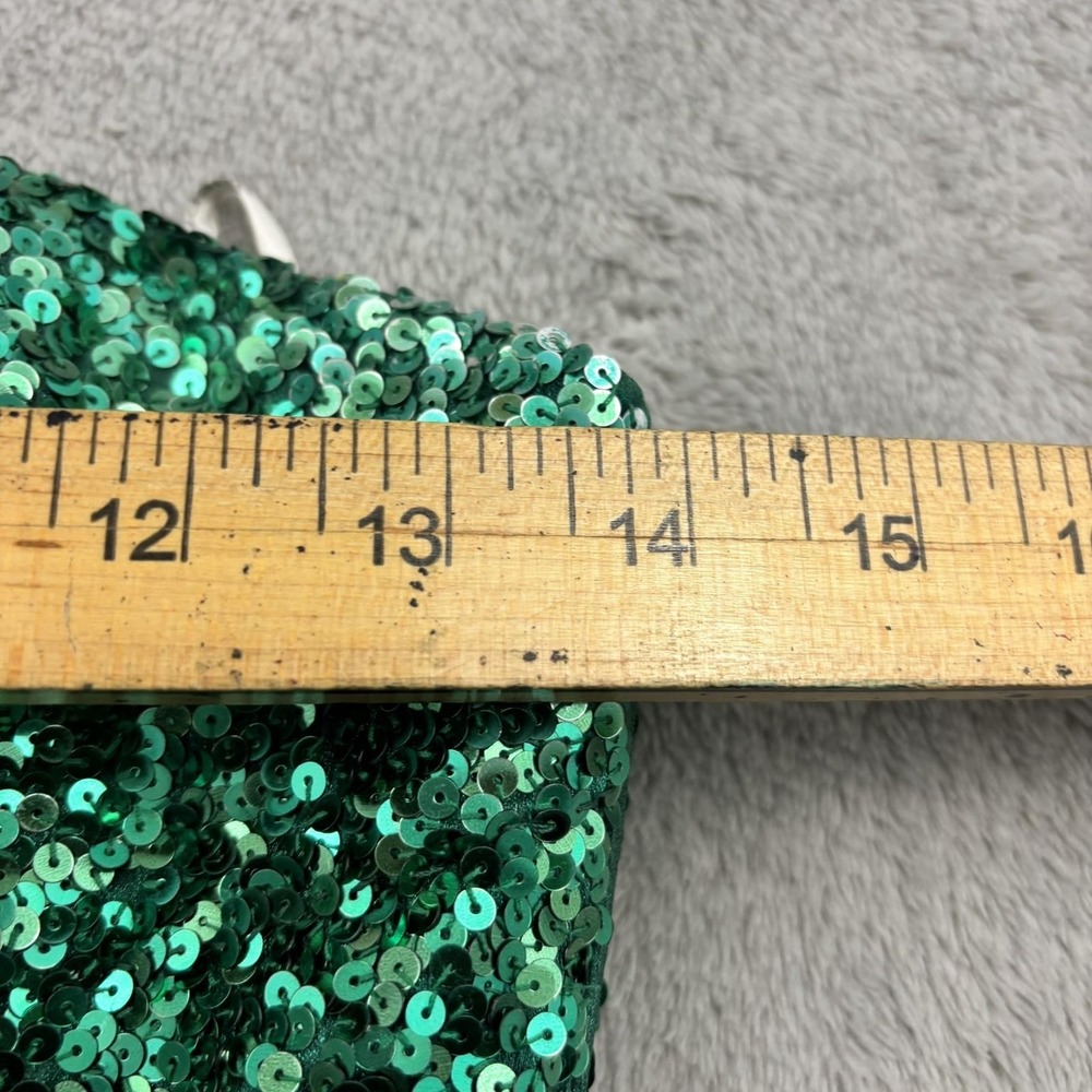 Sherri Hill Dress Womens 2 Emerald Green‎ Sequin Halter Sweetheart Prom Cocktail - Picture 13 of 16
